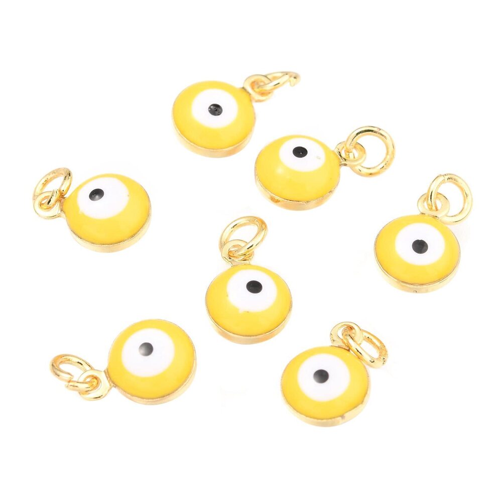 8488 Evil Eye Charms Alloy Enamel Real 18K Gold Plated Charms Lucky Turkish